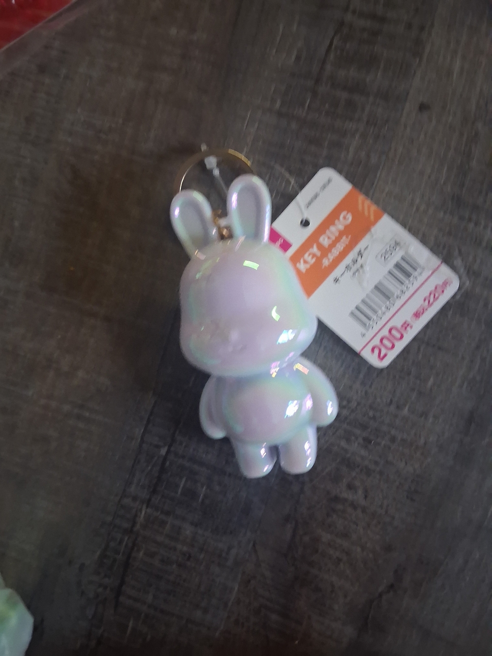 Iridescent Bunny Keyring - Pink Pearl Finish